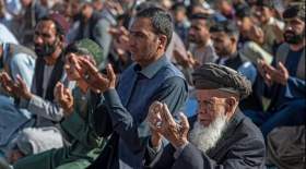 حضور رهبر طالبان در نماز عید فطر