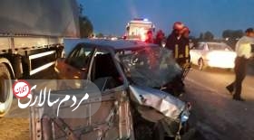 تصادف زنجیره‌ای ۳۰ خودرو در آزادراه قزوین-کرج
