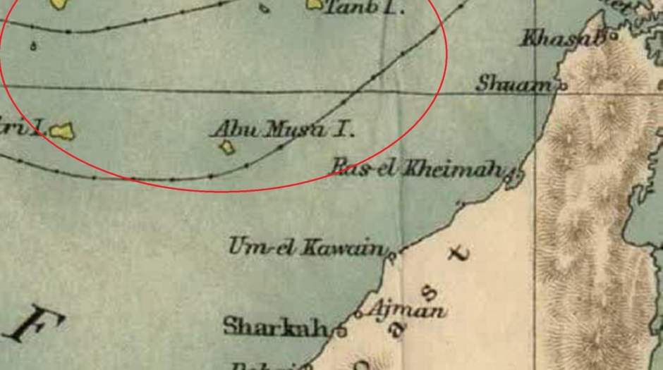 تایید مالکیت ایران بر جزایر سه‌گانه در نقشه اداره کل جنگ انگلستان